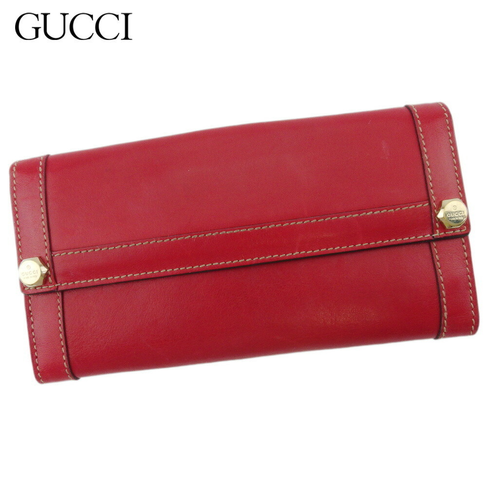 Gucci Bits Wallet Red Long Hexagonal Leather - image 1